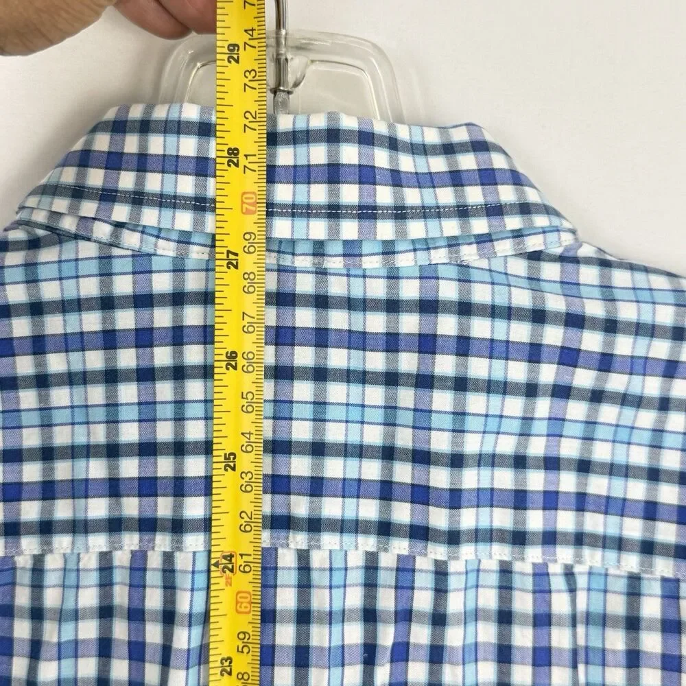 Banana Republic Blue Plaid Woven Short Sleeve Button-Up Shirt Men's Small